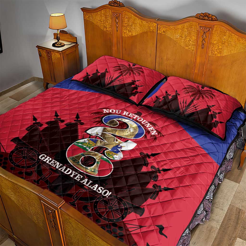 Les Grenadiers Haiti Football Quilt Bed Set 2026 Nou Retounen Red Version - Wonder Print Shop