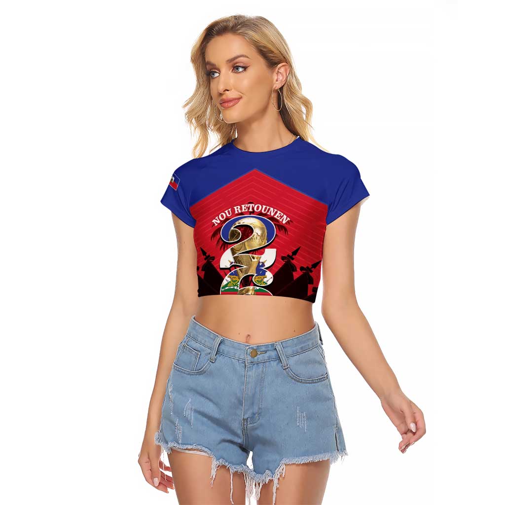 Personalized Les Grenadiers Haiti Football Raglan Cropped T Shirt 2026 Nou Retounen Red Version - Wonder Print Shop