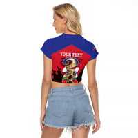 Personalized Les Grenadiers Haiti Football Raglan Cropped T Shirt 2026 Nou Retounen Red Version - Wonder Print Shop