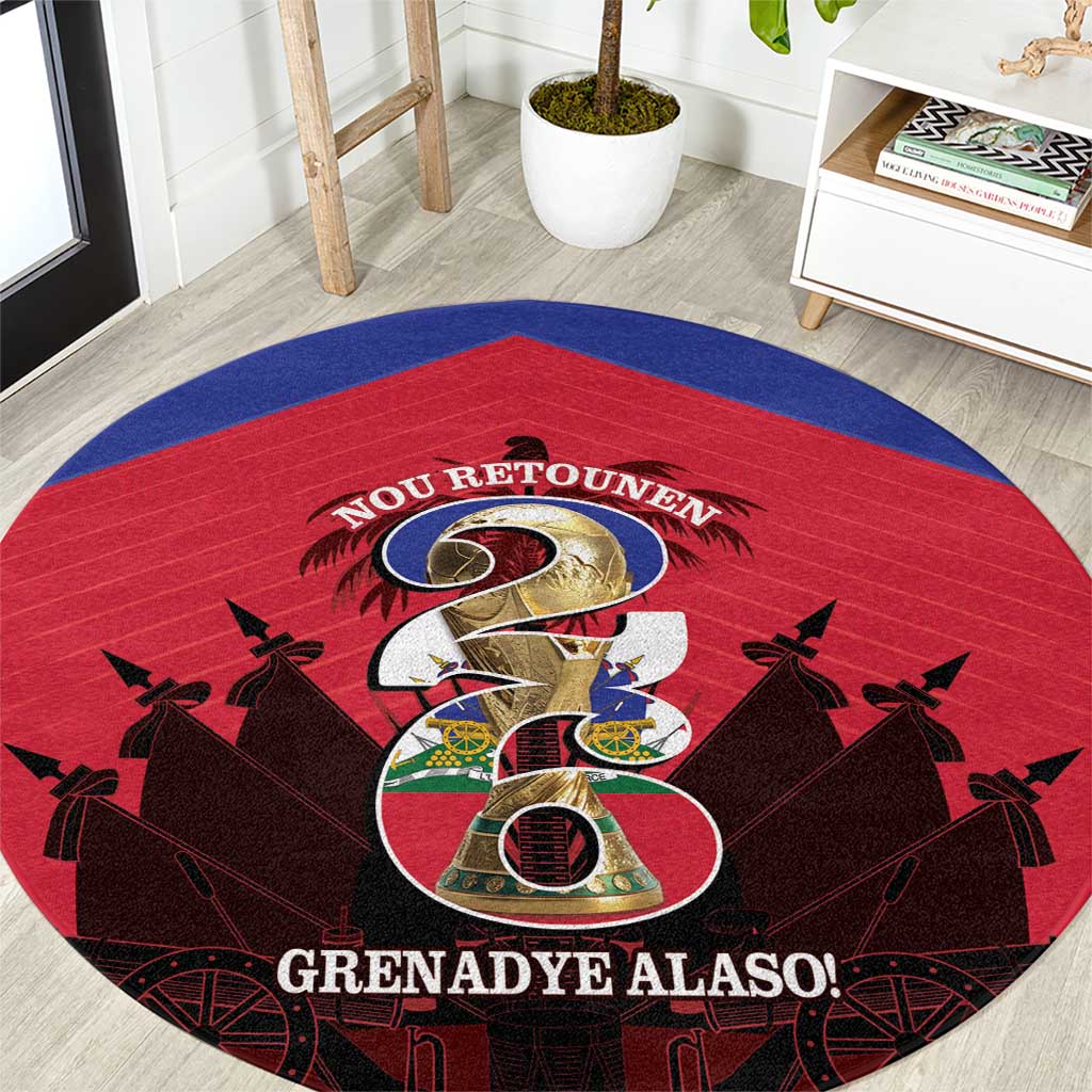 Les Grenadiers Haiti Football Round Carpet 2026 Nou Retounen Red Version - Wonder Print Shop