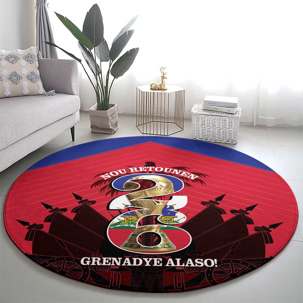 Les Grenadiers Haiti Football Round Carpet 2026 Nou Retounen Red Version - Wonder Print Shop