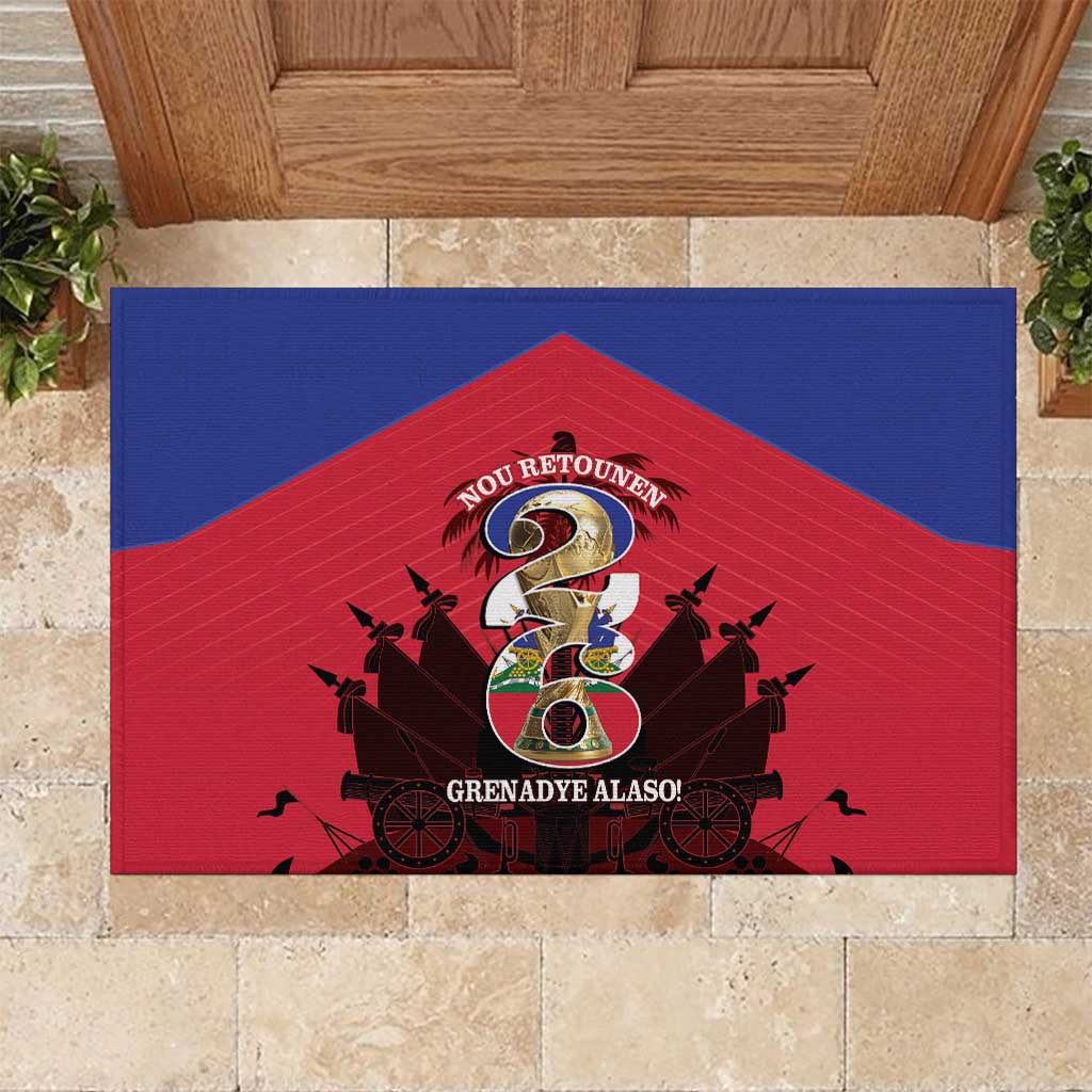 Les Grenadiers Haiti Football Rubber Doormat 2026 Nou Retounen Red Version - Wonder Print Shop