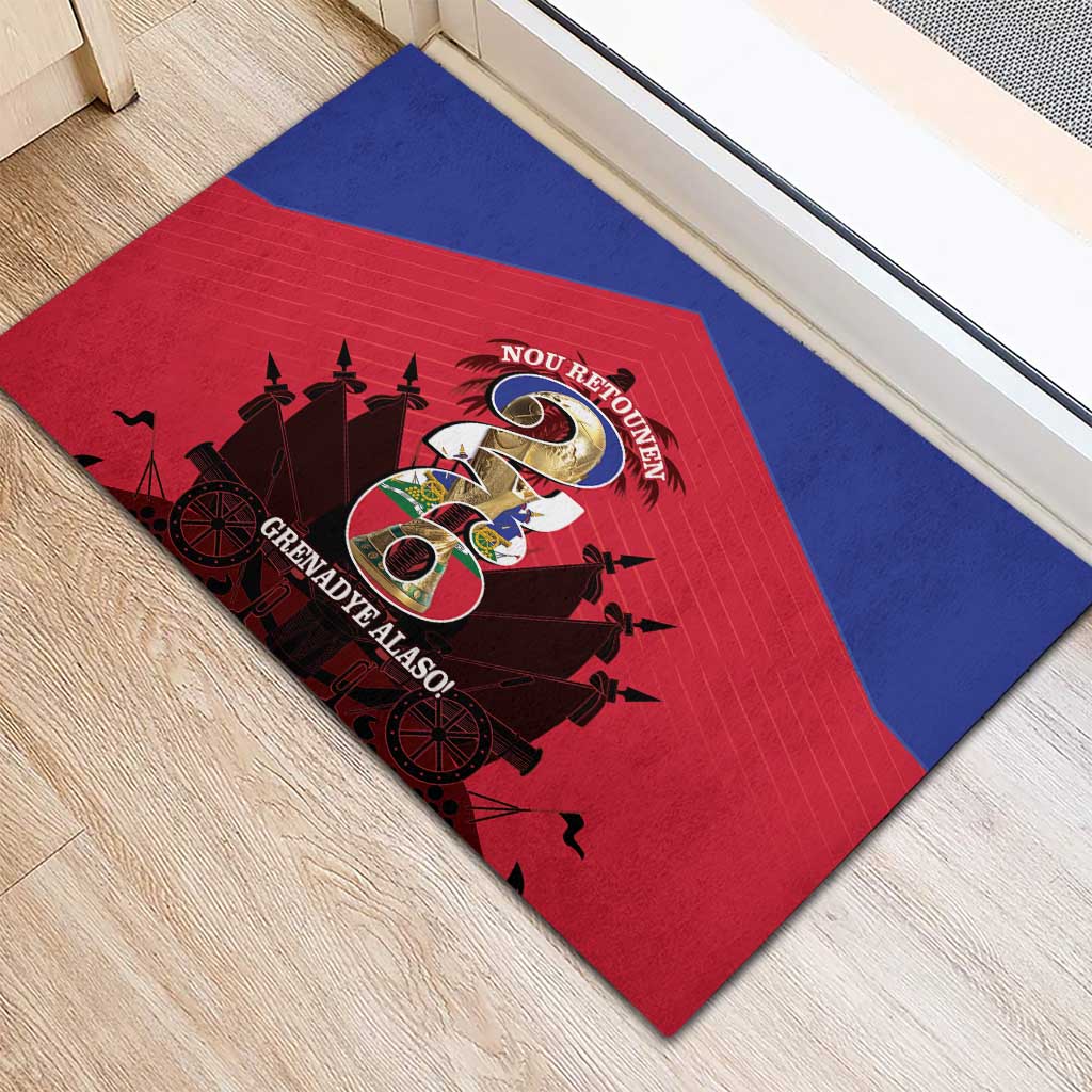 Les Grenadiers Haiti Football Rubber Doormat 2026 Nou Retounen Red Version - Wonder Print Shop