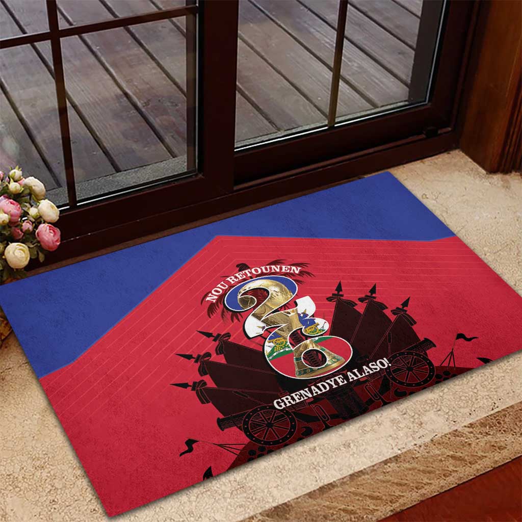 Les Grenadiers Haiti Football Rubber Doormat 2026 Nou Retounen Red Version - Wonder Print Shop