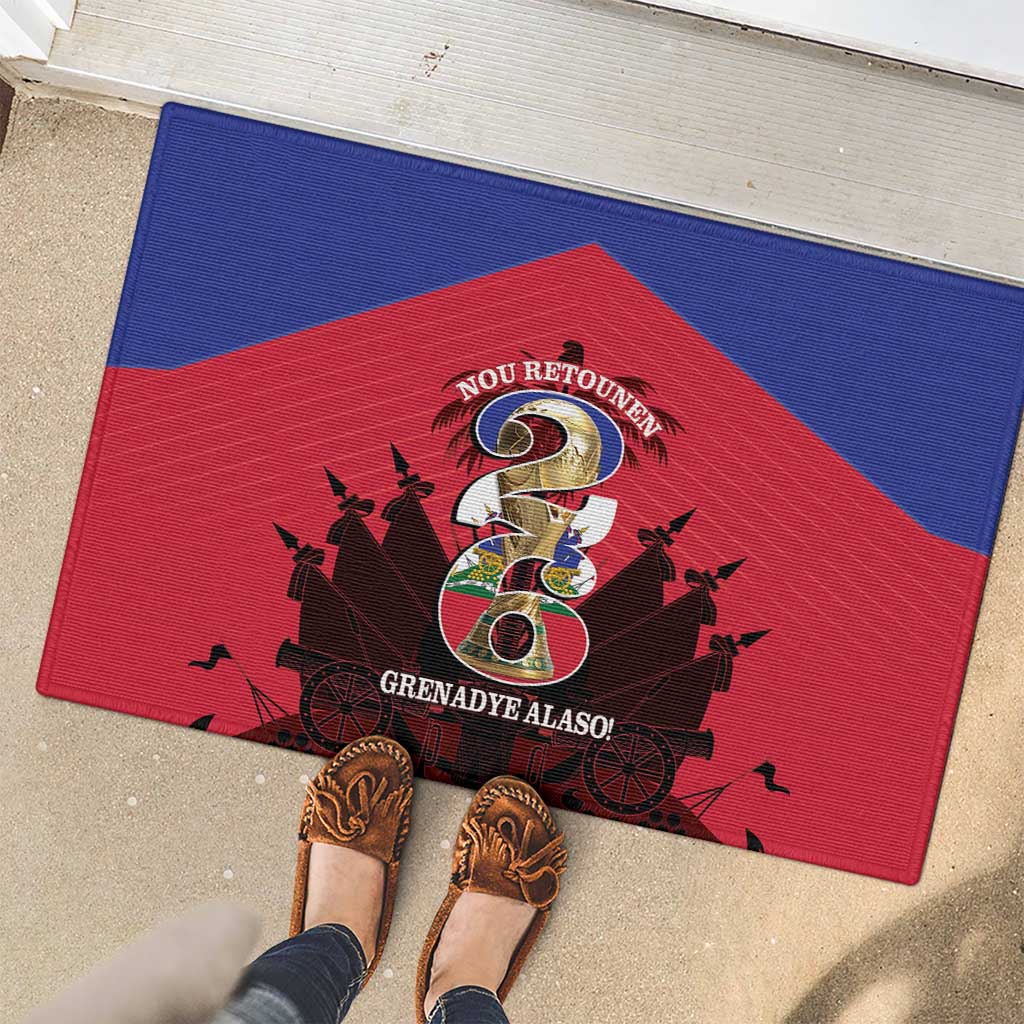 Les Grenadiers Haiti Football Rubber Doormat 2026 Nou Retounen Red Version - Wonder Print Shop
