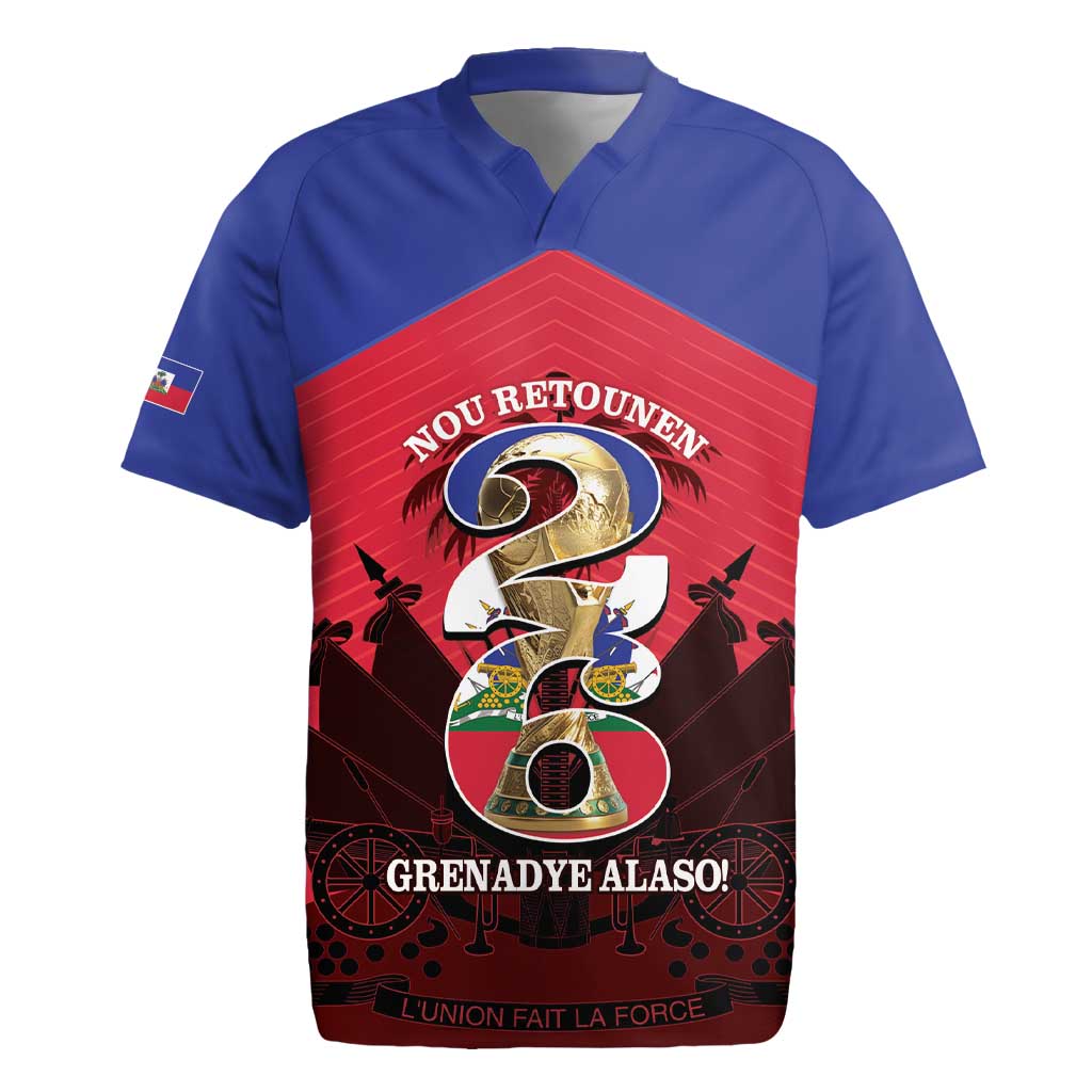Personalized Les Grenadiers Haiti Football Rugby Jersey 2026 Nou Retounen Red Version - Wonder Print Shop
