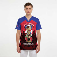 Personalized Les Grenadiers Haiti Football Scrub Top 2026 Nou Retounen Red Version - Wonder Print Shop