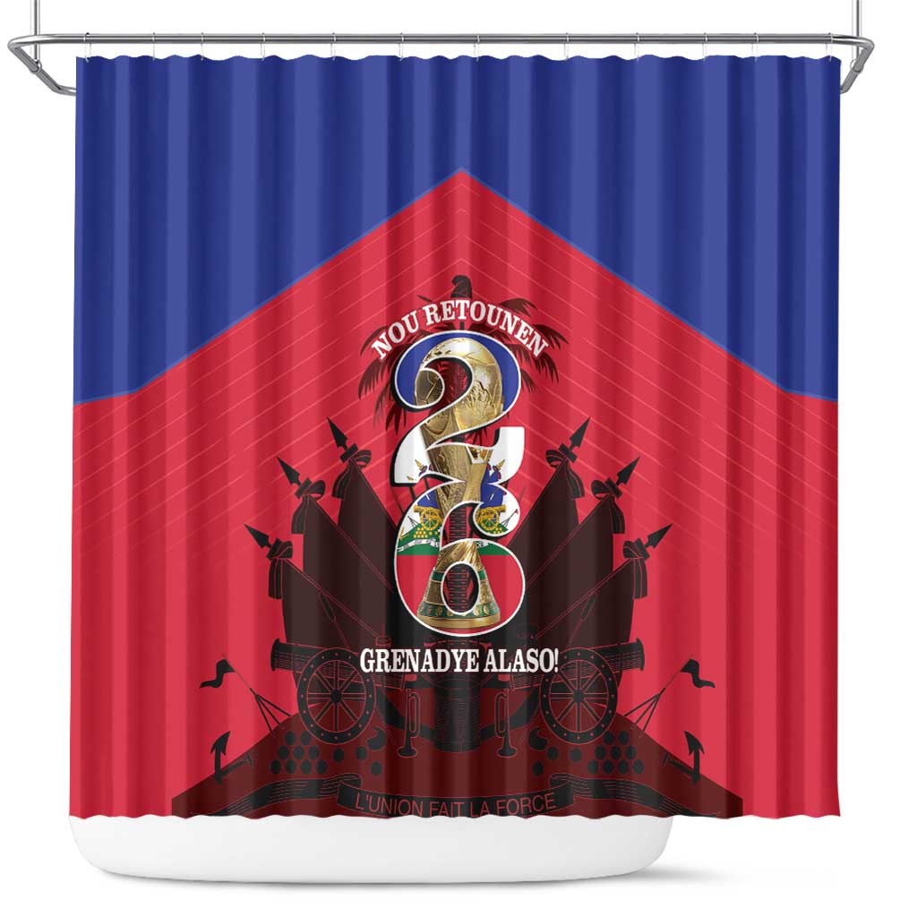 Les Grenadiers Haiti Football Shower Curtain 2026 Nou Retounen Red Version - Wonder Print Shop