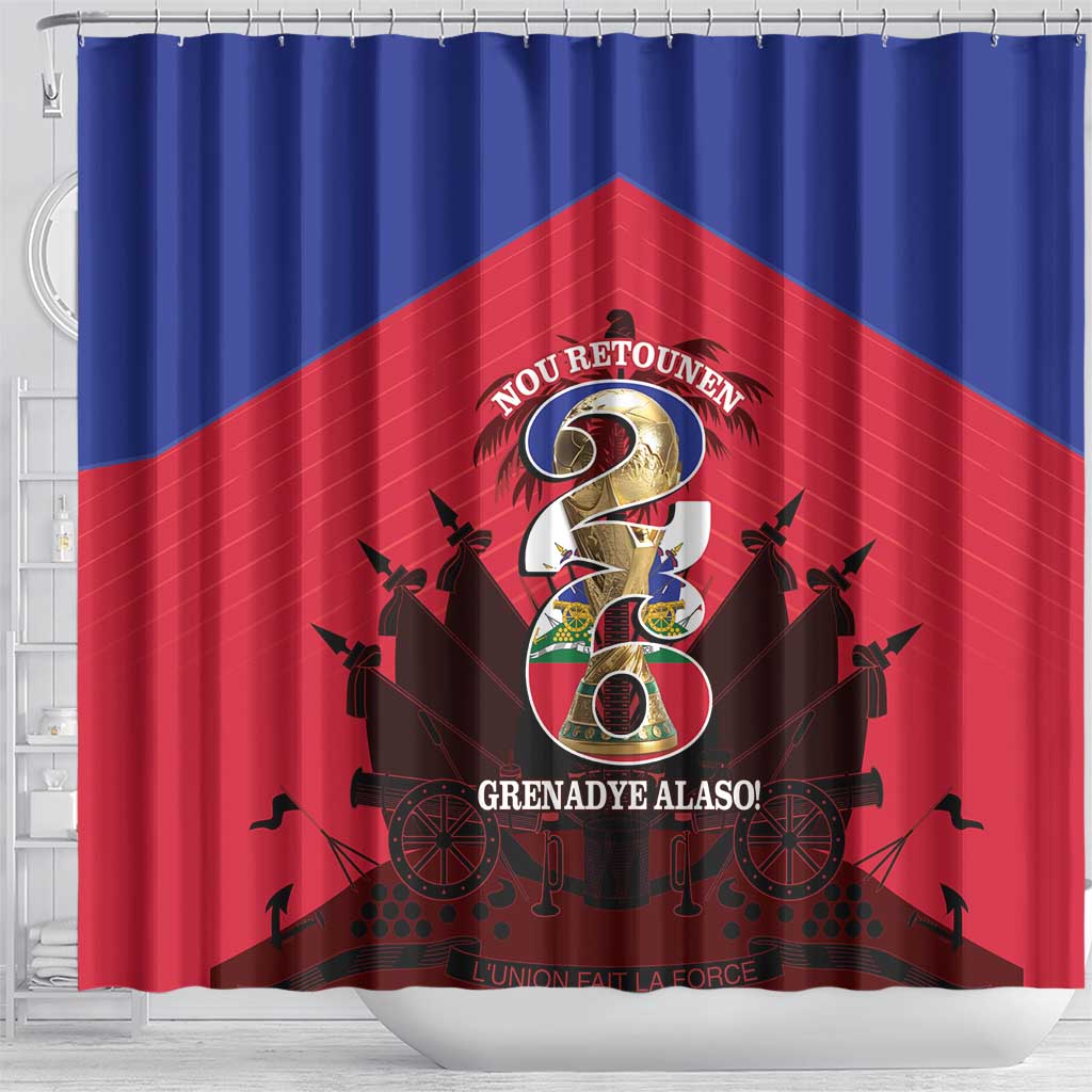 Les Grenadiers Haiti Football Shower Curtain 2026 Nou Retounen Red Version - Wonder Print Shop