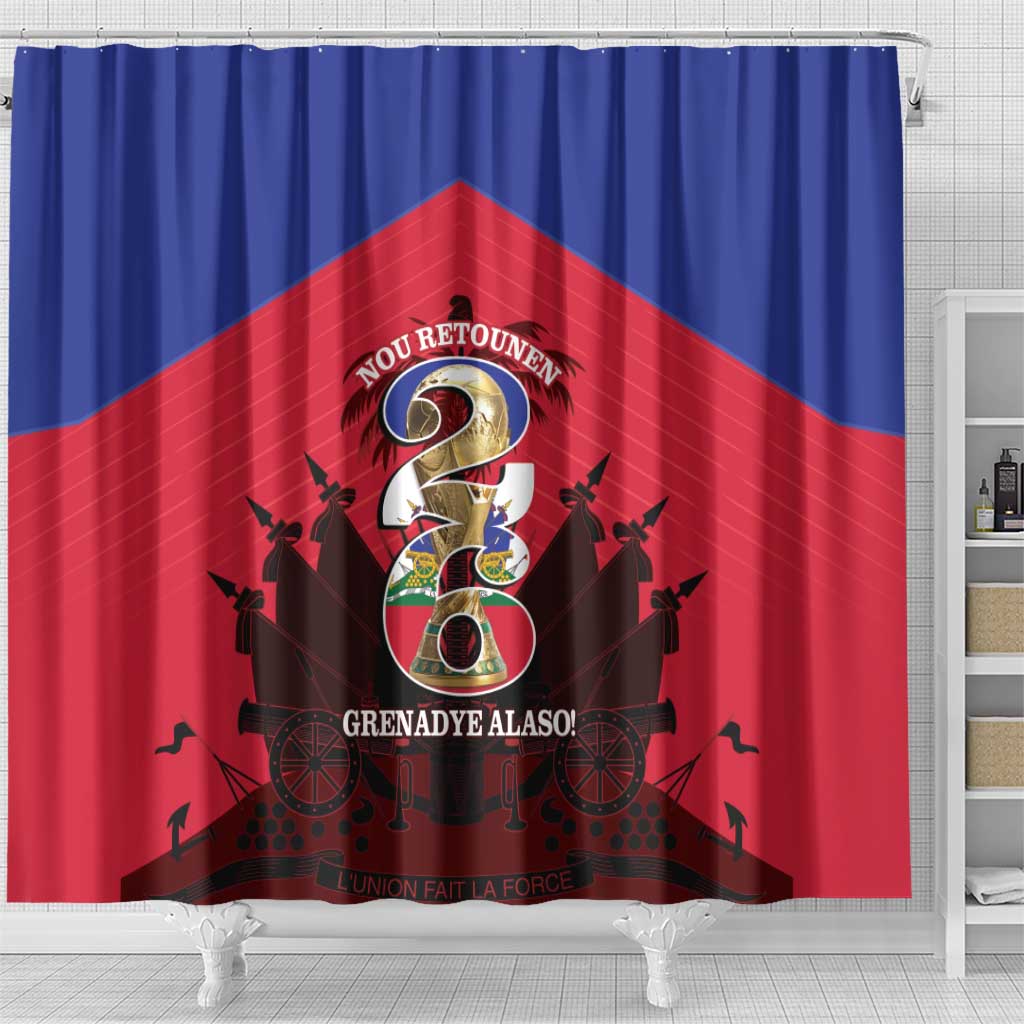 Les Grenadiers Haiti Football Shower Curtain 2026 Nou Retounen Red Version - Wonder Print Shop