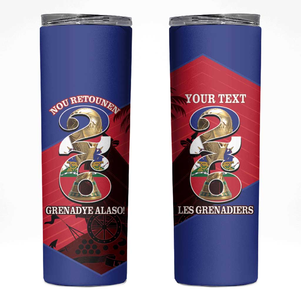 Personalized Les Grenadiers Haiti Football Skinny Tumbler 2026 Nou Retounen Red Version - Wonder Print Shop