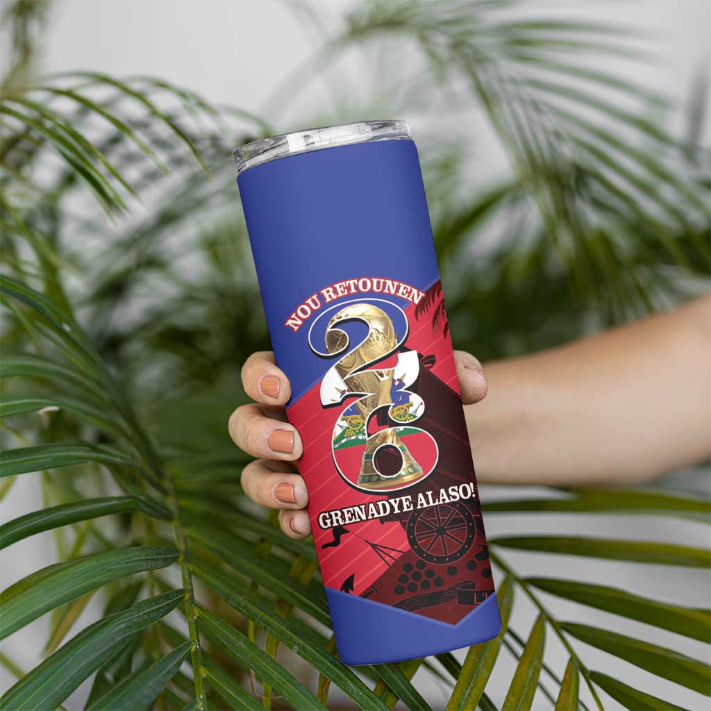 Personalized Les Grenadiers Haiti Football Skinny Tumbler 2026 Nou Retounen Red Version - Wonder Print Shop