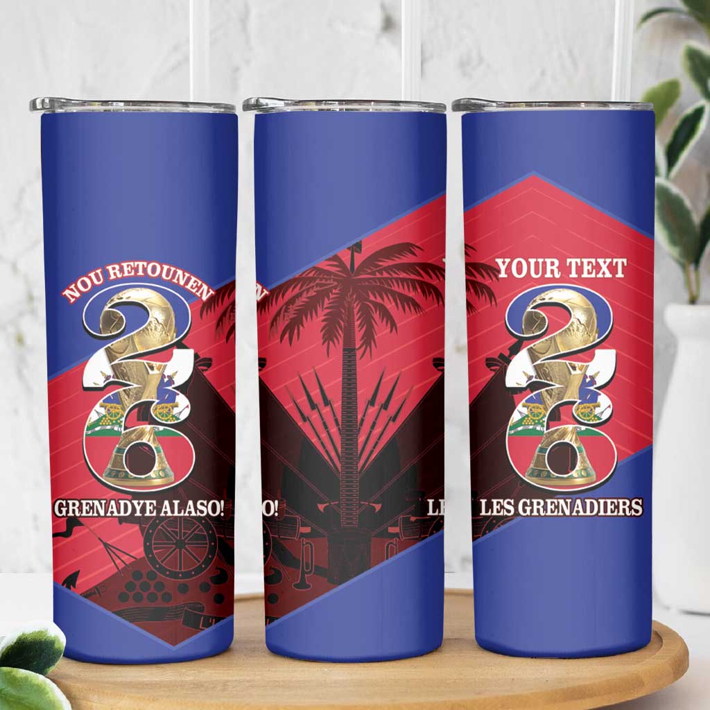 Personalized Les Grenadiers Haiti Football Skinny Tumbler 2026 Nou Retounen Red Version - Wonder Print Shop