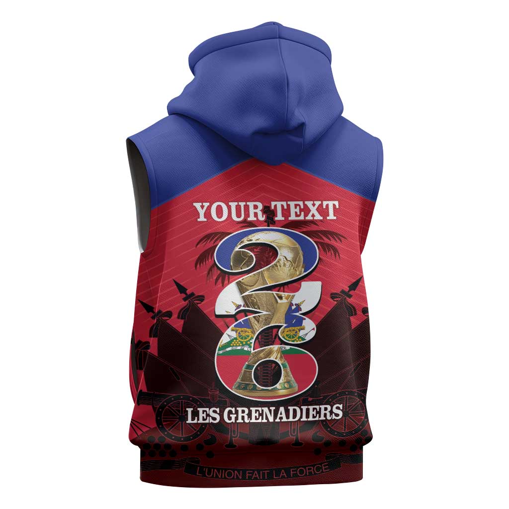 Personalized Les Grenadiers Haiti Football Sleeveless Hoodie 2026 Nou Retounen Red Version - Wonder Print Shop