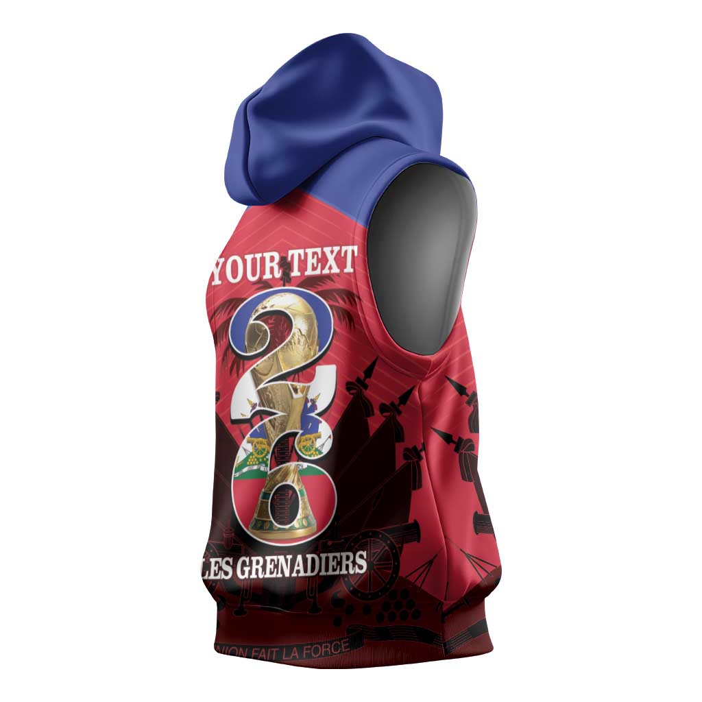 Personalized Les Grenadiers Haiti Football Sleeveless Hoodie 2026 Nou Retounen Red Version - Wonder Print Shop