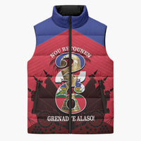 Personalized Les Grenadiers Haiti Football Sleeveless Puffer Jacket 2026 Nou Retounen Red Version - Wonder Print Shop