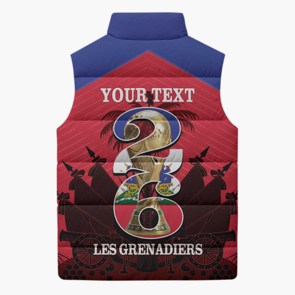 Personalized Les Grenadiers Haiti Football Sleeveless Puffer Jacket 2026 Nou Retounen Red Version - Wonder Print Shop