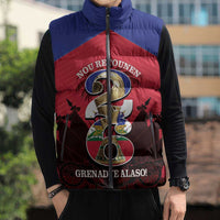 Personalized Les Grenadiers Haiti Football Sleeveless Puffer Jacket 2026 Nou Retounen Red Version - Wonder Print Shop