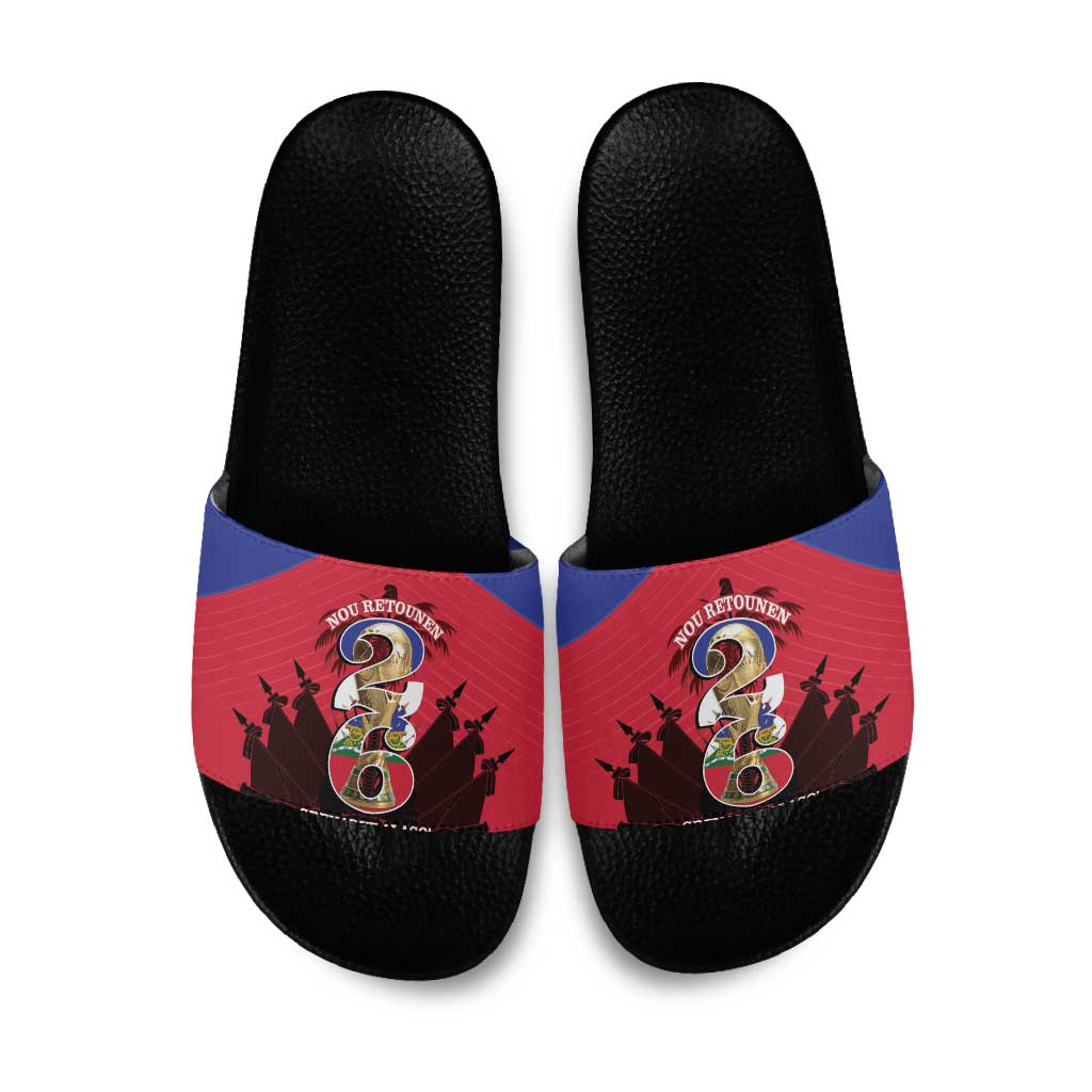 Les Grenadiers Haiti Football Slide Sandals 2026 Nou Retounen Red Version - Wonder Print Shop