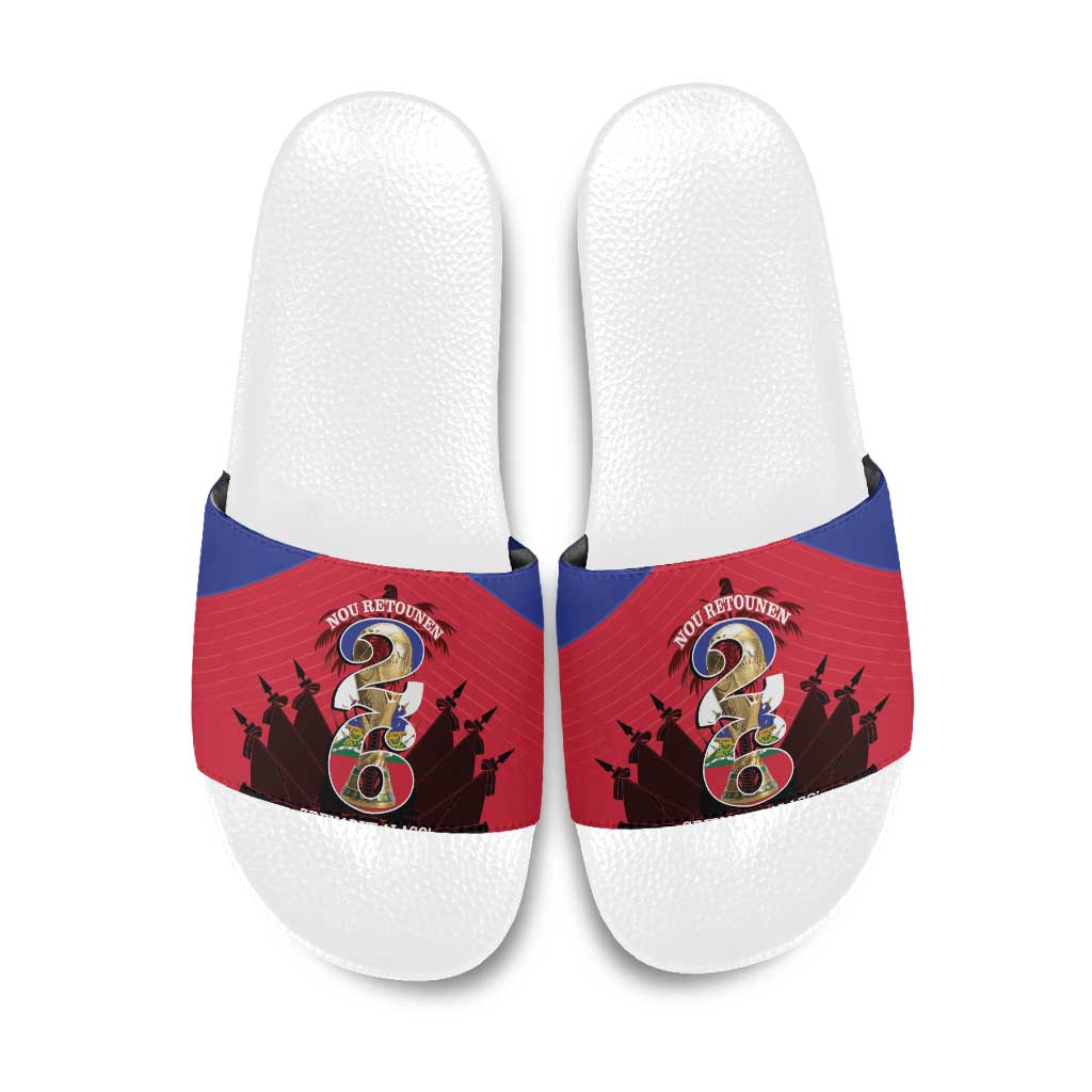 Les Grenadiers Haiti Football Slide Sandals 2026 Nou Retounen Red Version - Wonder Print Shop