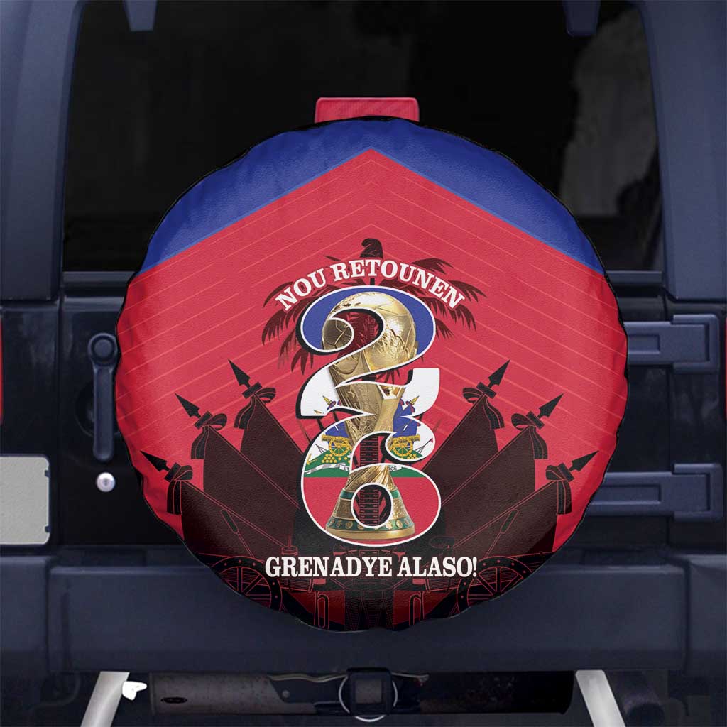 Les Grenadiers Haiti Football Spare Tire Cover 2026 Nou Retounen Red Version - Wonder Print Shop
