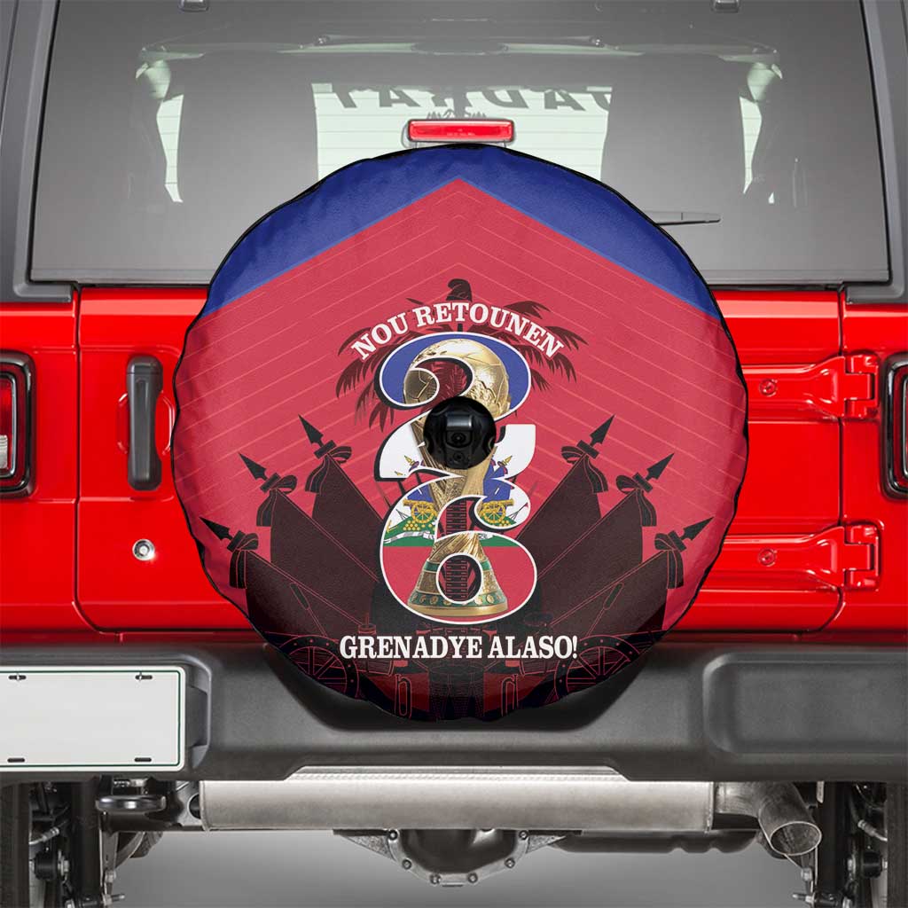 Les Grenadiers Haiti Football Spare Tire Cover 2026 Nou Retounen Red Version - Wonder Print Shop