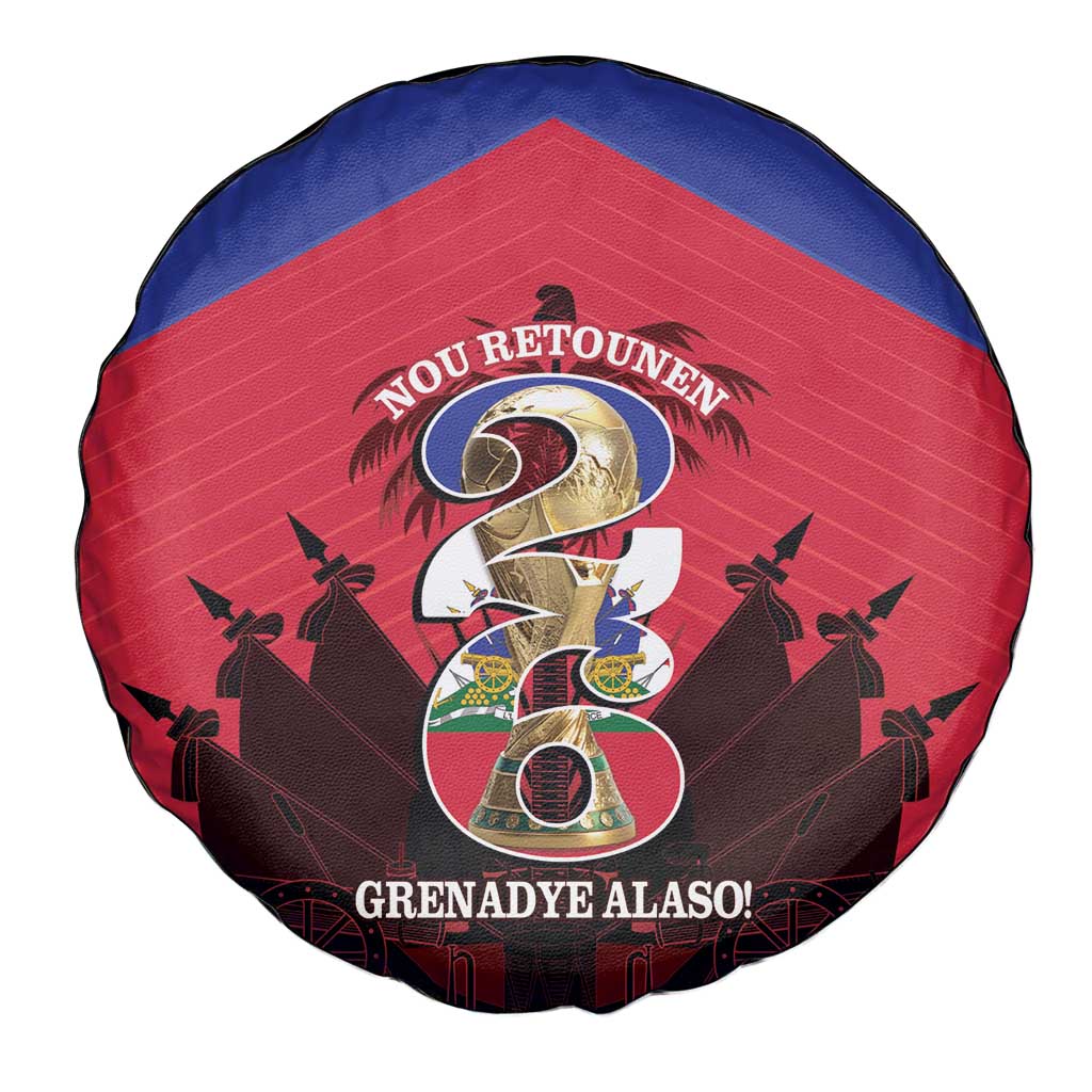 Les Grenadiers Haiti Football Spare Tire Cover 2026 Nou Retounen Red Version - Wonder Print Shop
