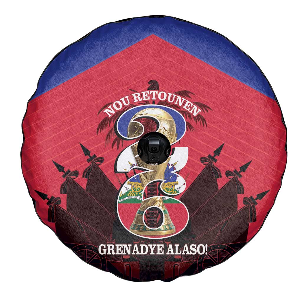 Les Grenadiers Haiti Football Spare Tire Cover 2026 Nou Retounen Red Version - Wonder Print Shop