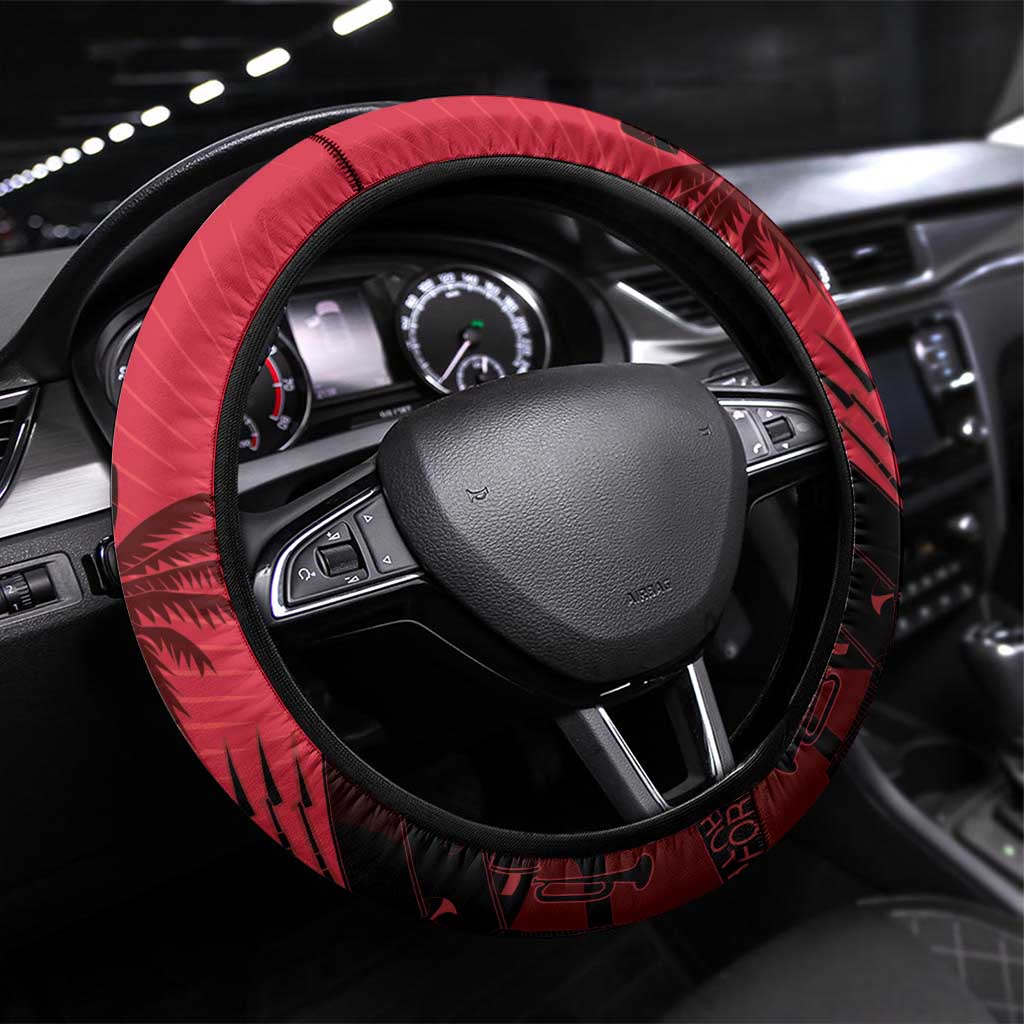 Les Grenadiers Haiti Football Steering Wheel Cover 2026 Nou Retounen Red Version - Wonder Print Shop