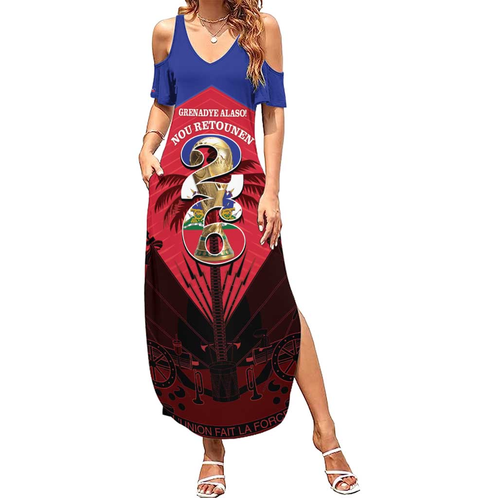 Personalized Les Grenadiers Haiti Football Summer Maxi Dress 2026 Nou Retounen Red Version - Wonder Print Shop