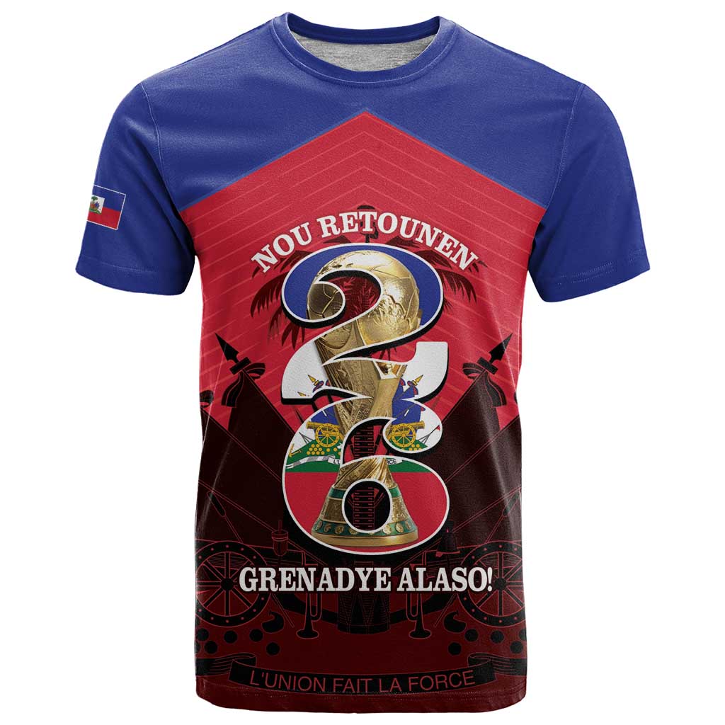 Personalized Les Grenadiers Haiti Football T Shirt 2026 Nou Retounen Red Version - Wonder Print Shop