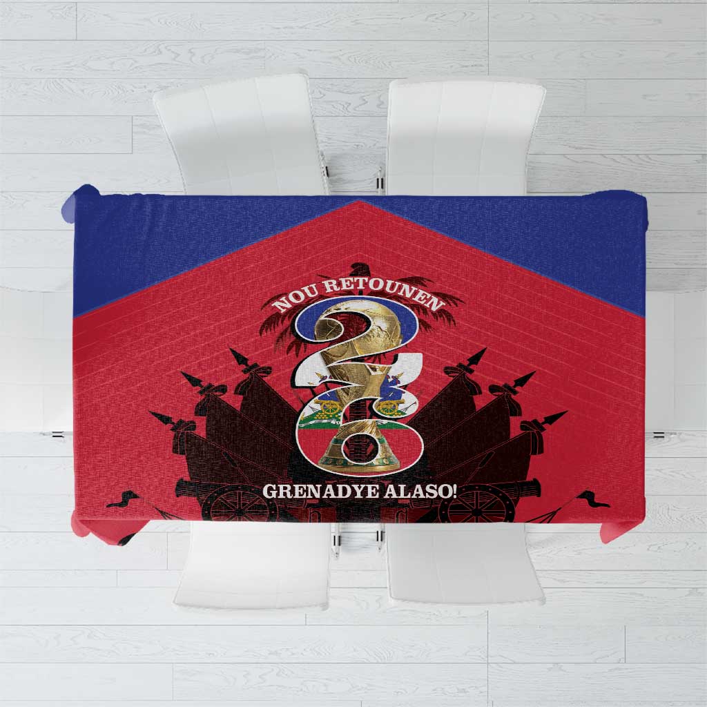 Les Grenadiers Haiti Football Tablecloth 2026 Nou Retounen Red Version - Wonder Print Shop