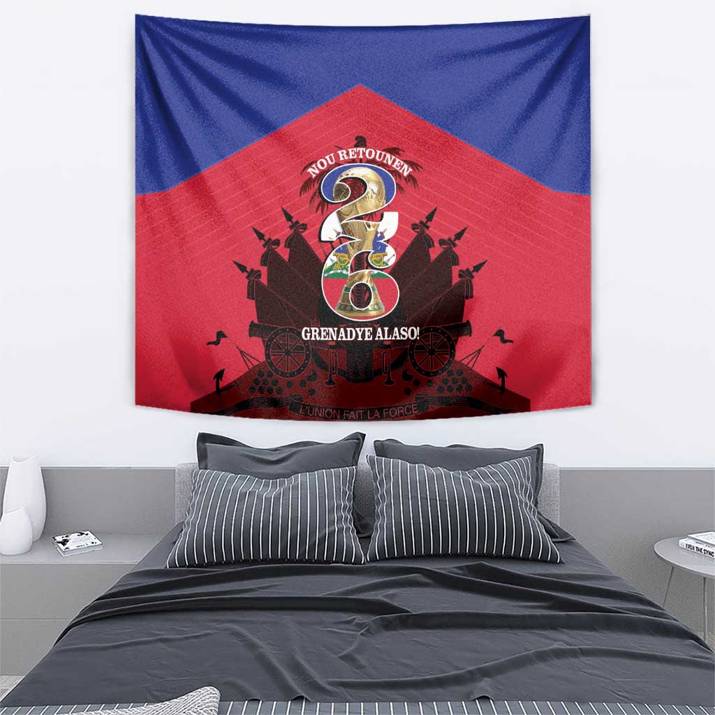 Les Grenadiers Haiti Football Tapestry 2026 Nou Retounen Red Version - Wonder Print Shop