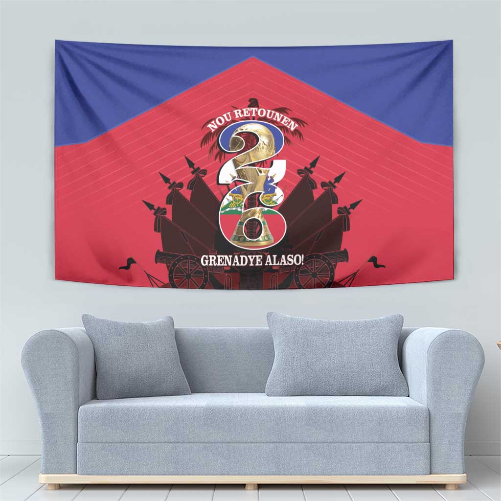Les Grenadiers Haiti Football Tapestry 2026 Nou Retounen Red Version - Wonder Print Shop