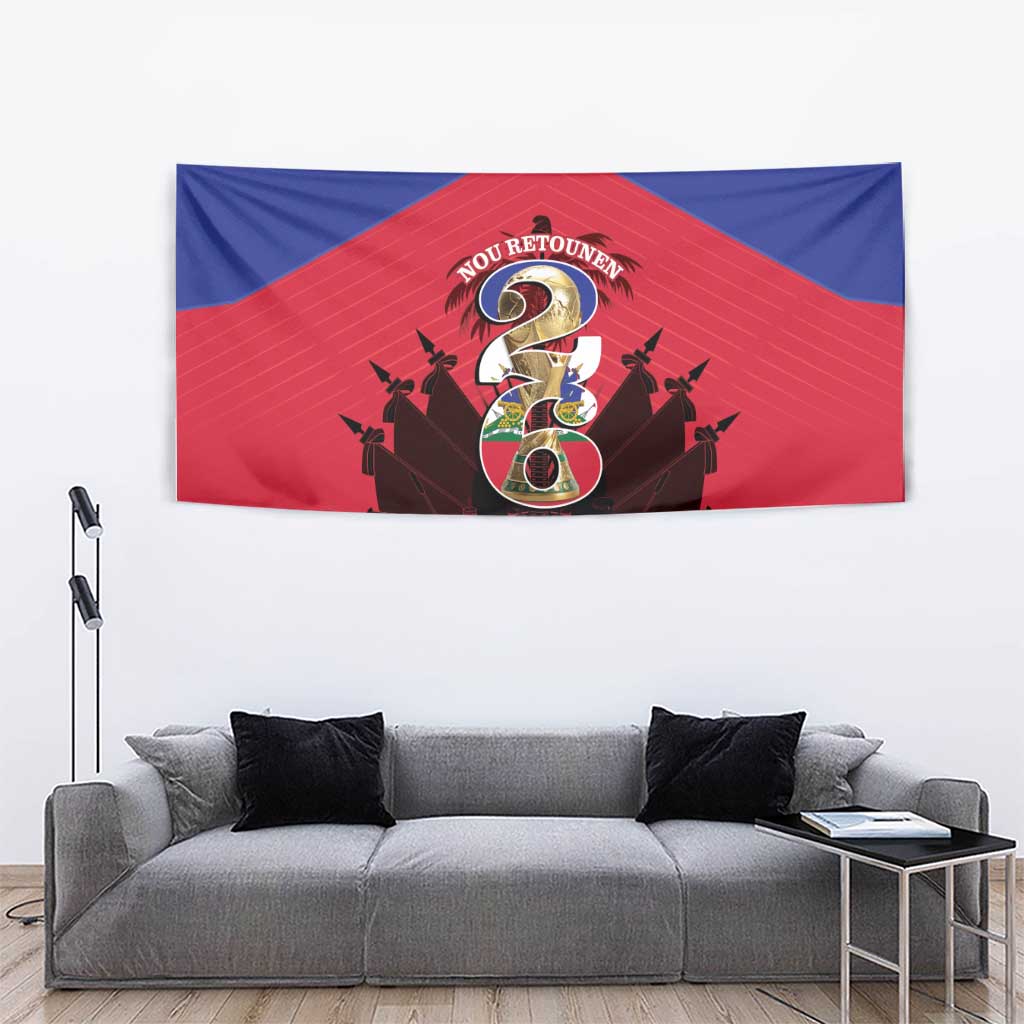 Les Grenadiers Haiti Football Tapestry 2026 Nou Retounen Red Version - Wonder Print Shop