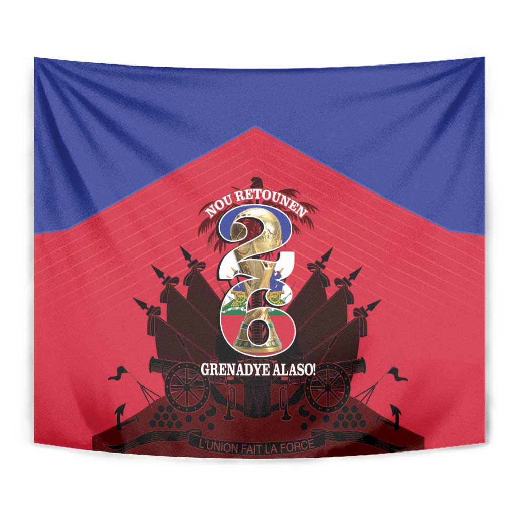 Les Grenadiers Haiti Football Tapestry 2026 Nou Retounen Red Version - Wonder Print Shop