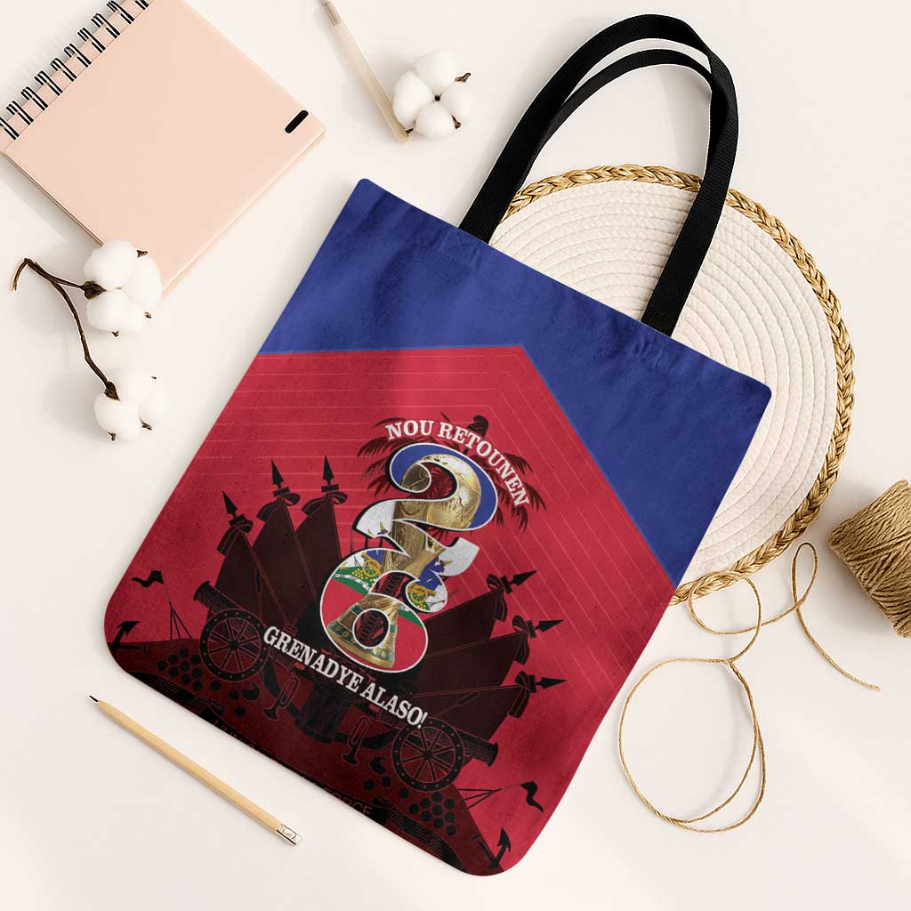 Les Grenadiers Haiti Football Tote Bag 2026 Nou Retounen Red Version - Wonder Print Shop