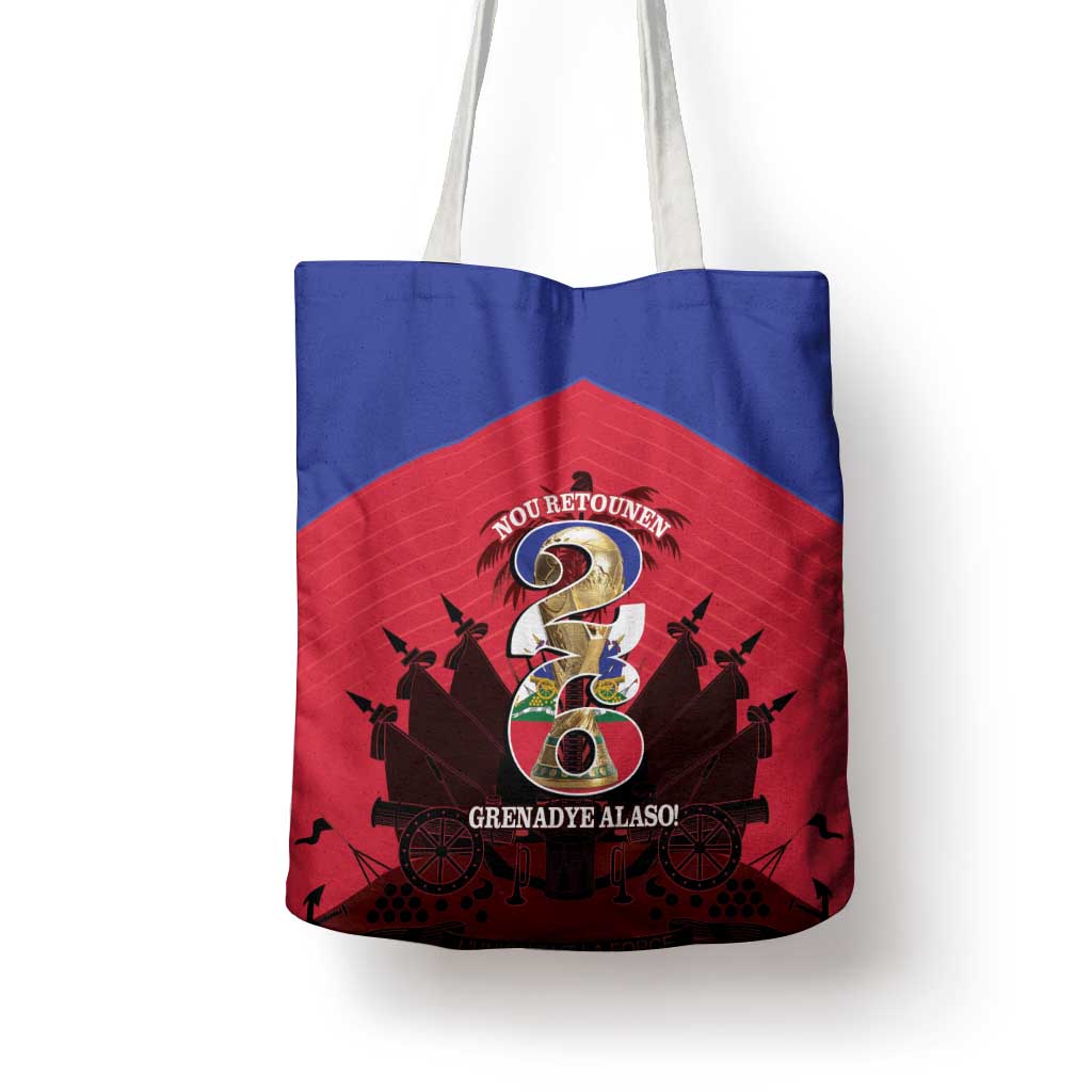 Les Grenadiers Haiti Football Tote Bag 2026 Nou Retounen Red Version - Wonder Print Shop