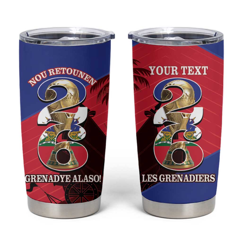 Personalized Les Grenadiers Haiti Football Tumbler Cup 2026 Nou Retounen Red Version - Wonder Print Shop