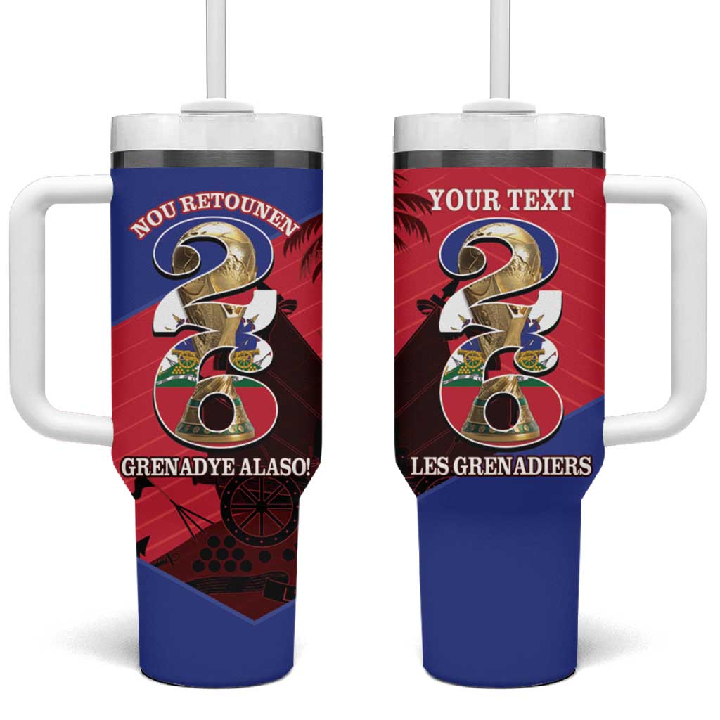 Personalized Les Grenadiers Haiti Football Tumbler With Handle 2026 Nou Retounen Red Version - Wonder Print Shop