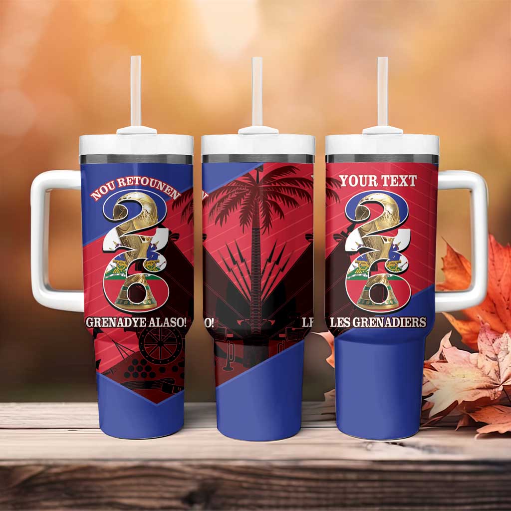 Personalized Les Grenadiers Haiti Football Tumbler With Handle 2026 Nou Retounen Red Version - Wonder Print Shop