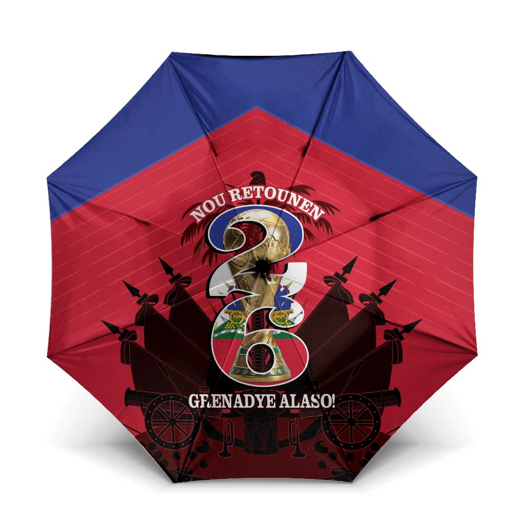 Les Grenadiers Haiti Football Umbrella 2026 Nou Retounen Red Version - Wonder Print Shop