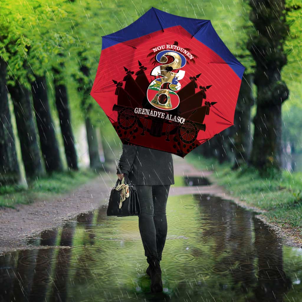 Les Grenadiers Haiti Football Umbrella 2026 Nou Retounen Red Version - Wonder Print Shop