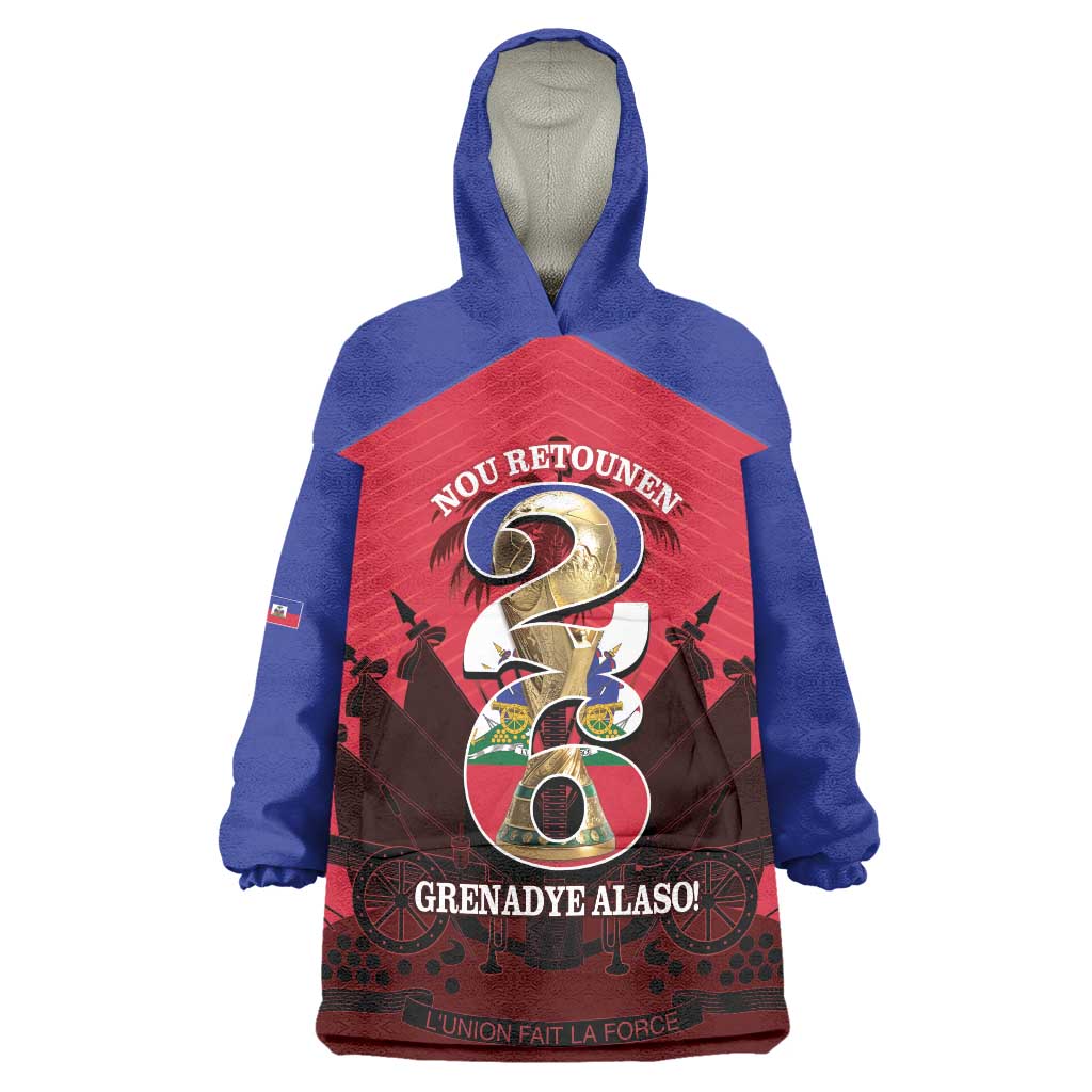 Personalized Les Grenadiers Haiti Football Wearable Blanket Hoodie 2026 Nou Retounen Red Version - Wonder Print Shop