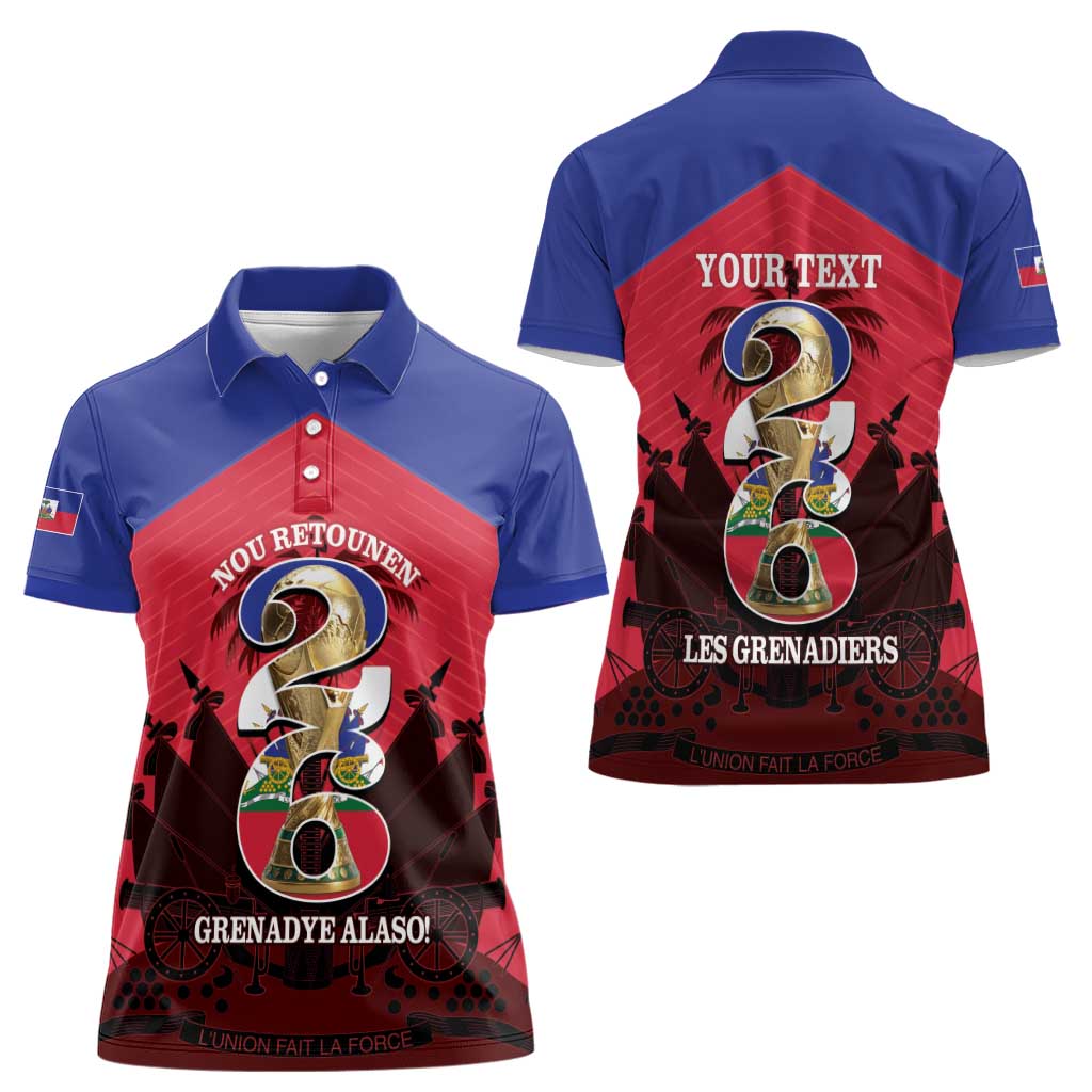 Personalized Les Grenadiers Haiti Football Women Polo Shirt 2026 Nou Retounen Red Version - Wonder Print Shop