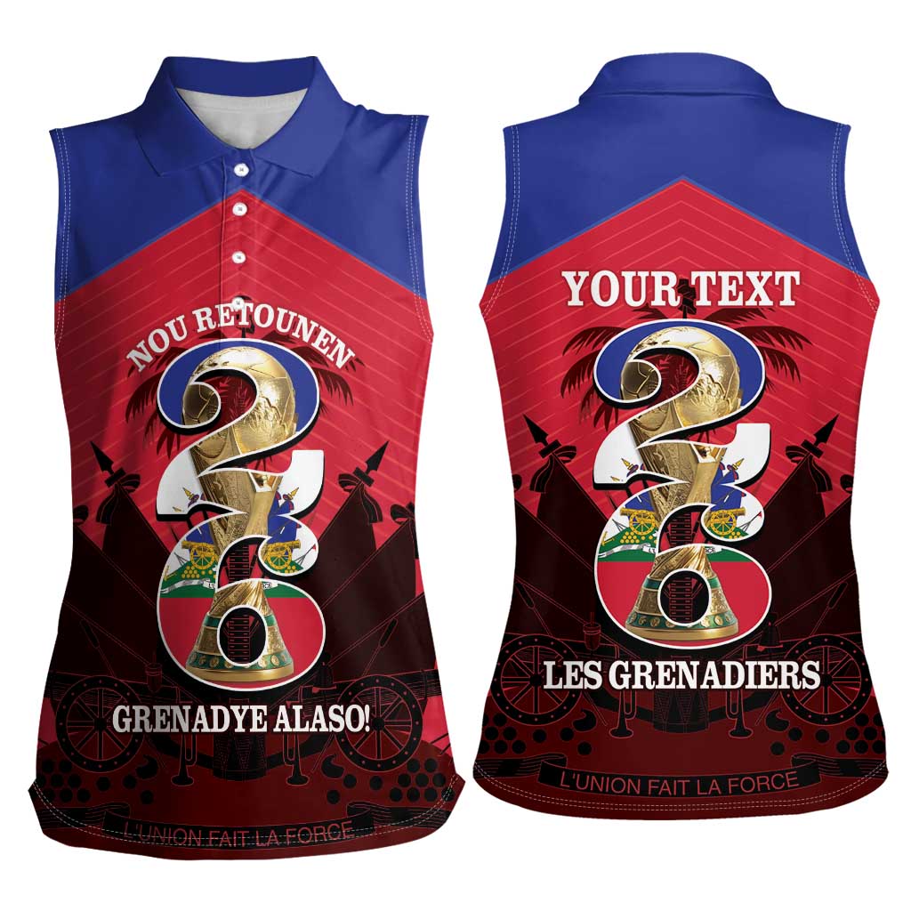 Personalized Les Grenadiers Haiti Football Women Sleeveless Polo Shirt 2026 Nou Retounen Red Version - Wonder Print Shop