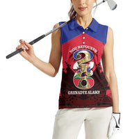 Personalized Les Grenadiers Haiti Football Women Sleeveless Polo Shirt 2026 Nou Retounen Red Version - Wonder Print Shop