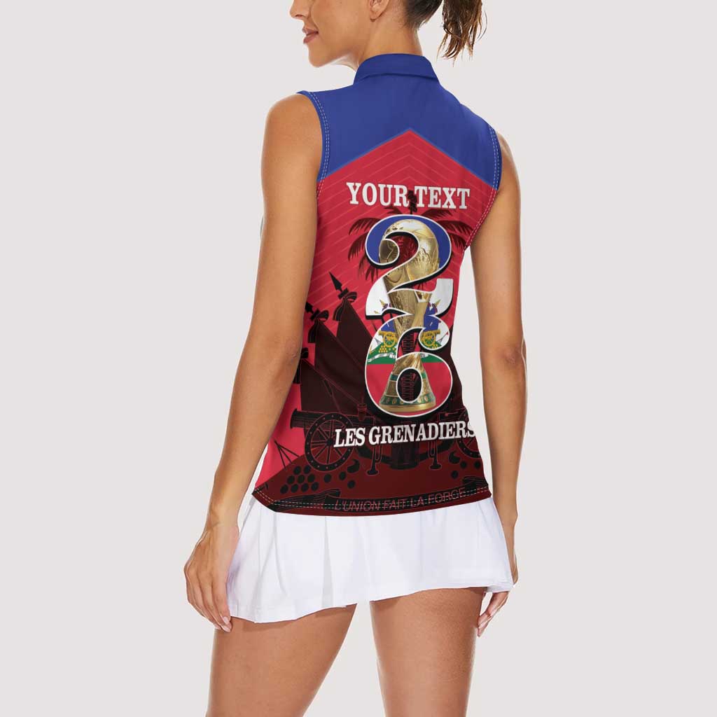 Personalized Les Grenadiers Haiti Football Women Sleeveless Polo Shirt 2026 Nou Retounen Red Version - Wonder Print Shop