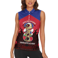 Personalized Les Grenadiers Haiti Football Women Sleeveless Polo Shirt 2026 Nou Retounen Red Version - Wonder Print Shop