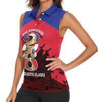 Personalized Les Grenadiers Haiti Football Women Sleeveless Polo Shirt 2026 Nou Retounen Red Version - Wonder Print Shop